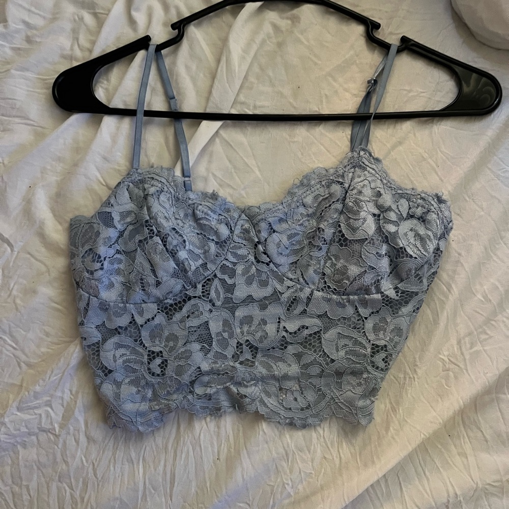 Scallop trim lace overlay cami top